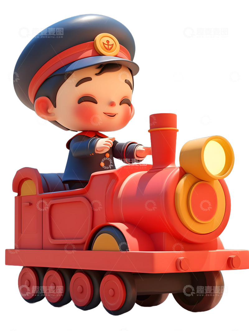 高清大图下载【趣麦麦图】开火车的小男孩