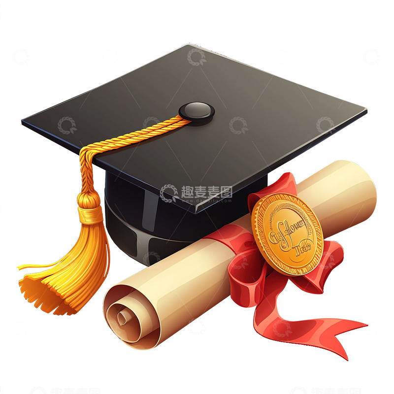 简约 高级 插画学士帽