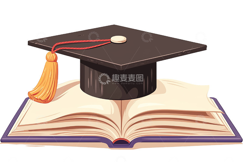 高清大图下载【趣麦麦图】-高 级简约插画学士帽