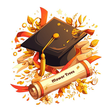 高级插画学士帽