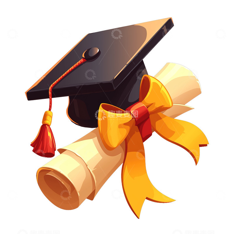 高清大图下载【趣麦麦图】简约插画学士帽 高级