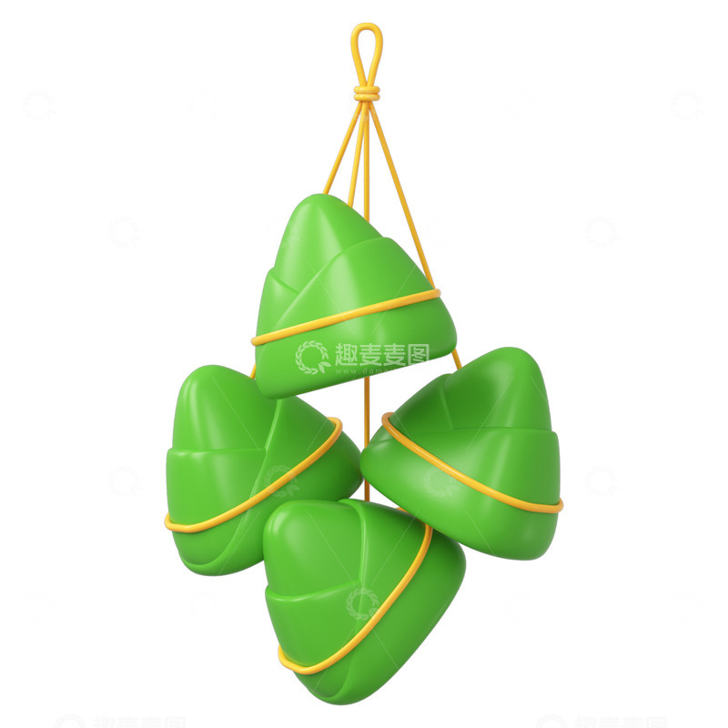 源文件下载【趣麦麦图】C4D立体端午节粽子串