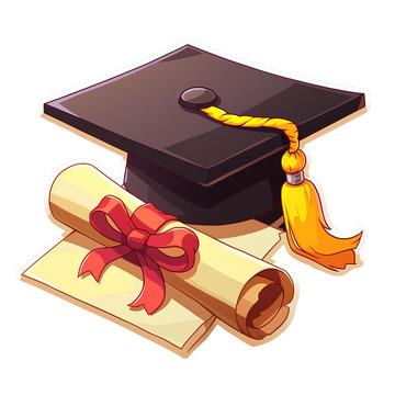 高级插画学士帽 简约