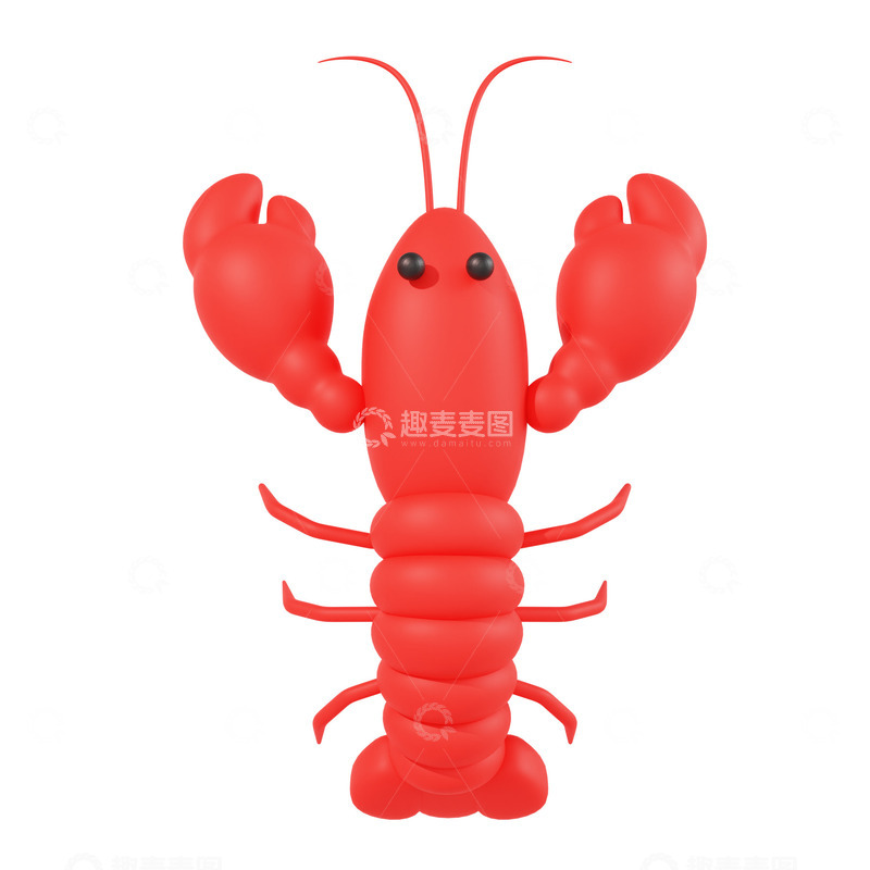 源文件下载【趣麦麦图】3D立体龙虾PNG素材