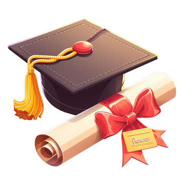 简约 插画高级学士帽