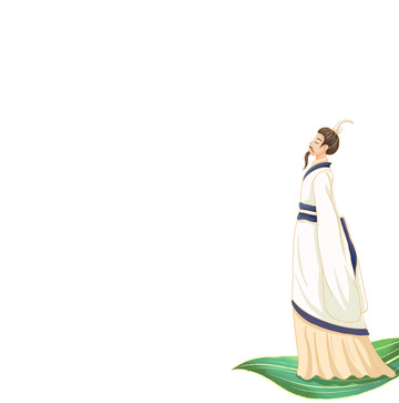 端午节屈原古人粽叶手绘元素