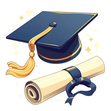 高级插画简约学士帽