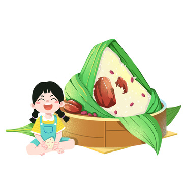 端午节女孩吃粽子