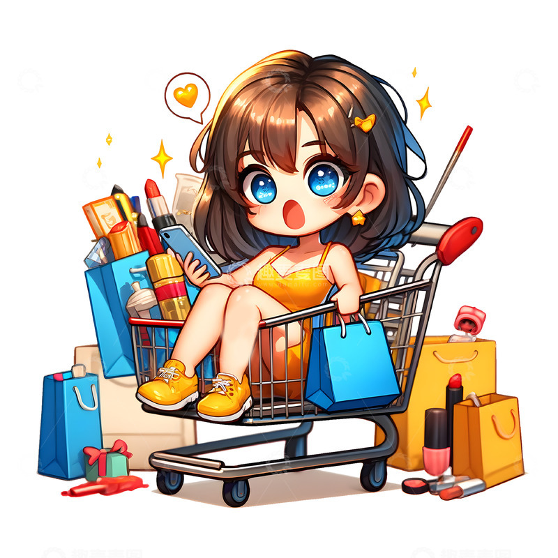 高清大图下载【趣麦麦图】购物节卡通人物素材