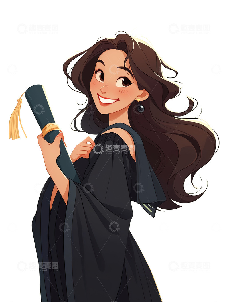 高清大图下载【趣麦麦图】毕业季卡通插画开心