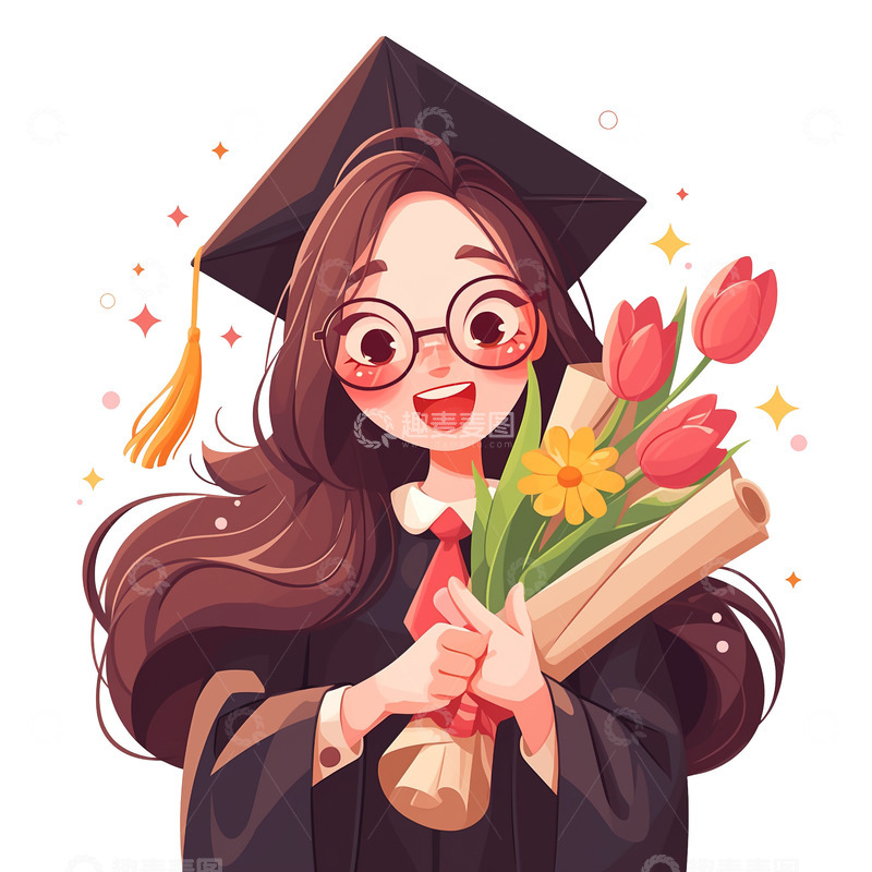 插画毕业季卡通