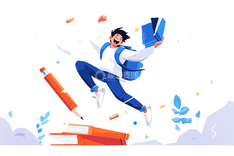 高清大图下载【趣麦麦图】毕业季卡通插画 免扣素材