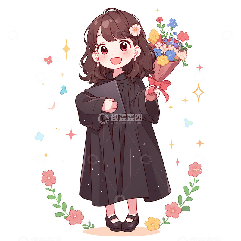 高清大图下载【趣麦麦图】卡通 毕业季 插画