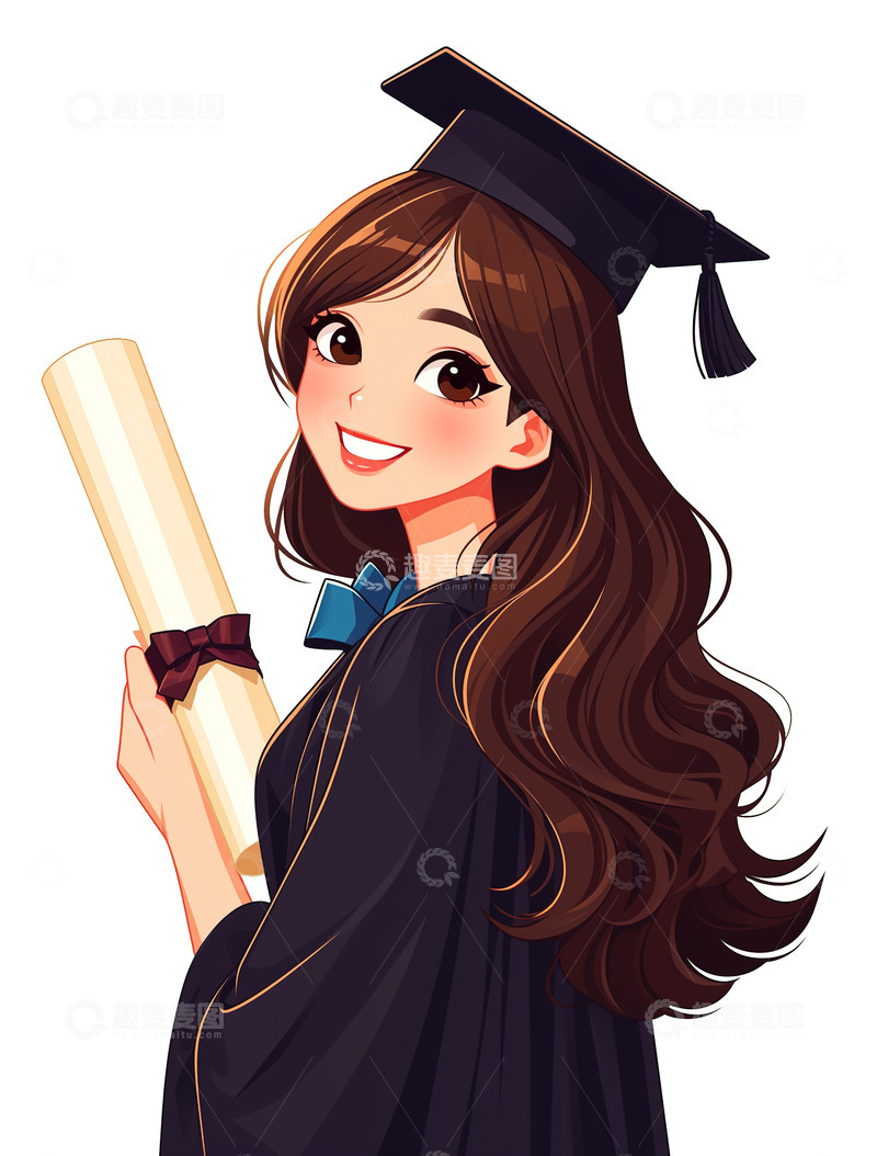 毕业季卡通插画美丽