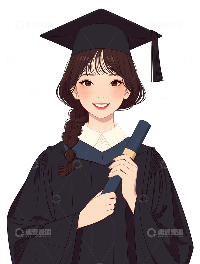 高清大图下载【趣麦麦图】开心毕业季卡通插画