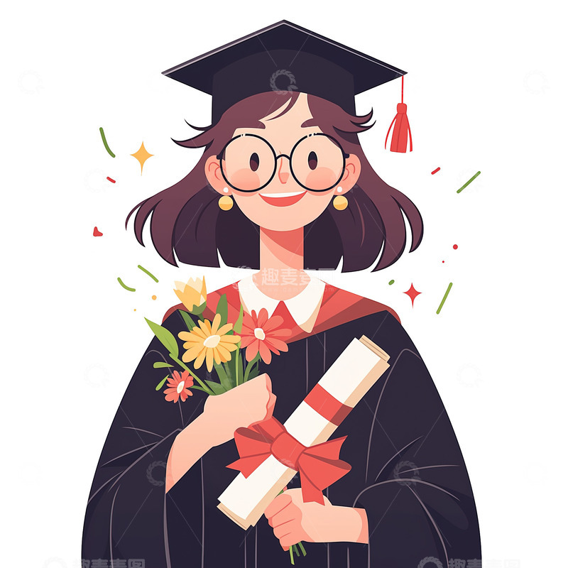 高清大图下载【趣麦麦图】毕业季卡通 插画