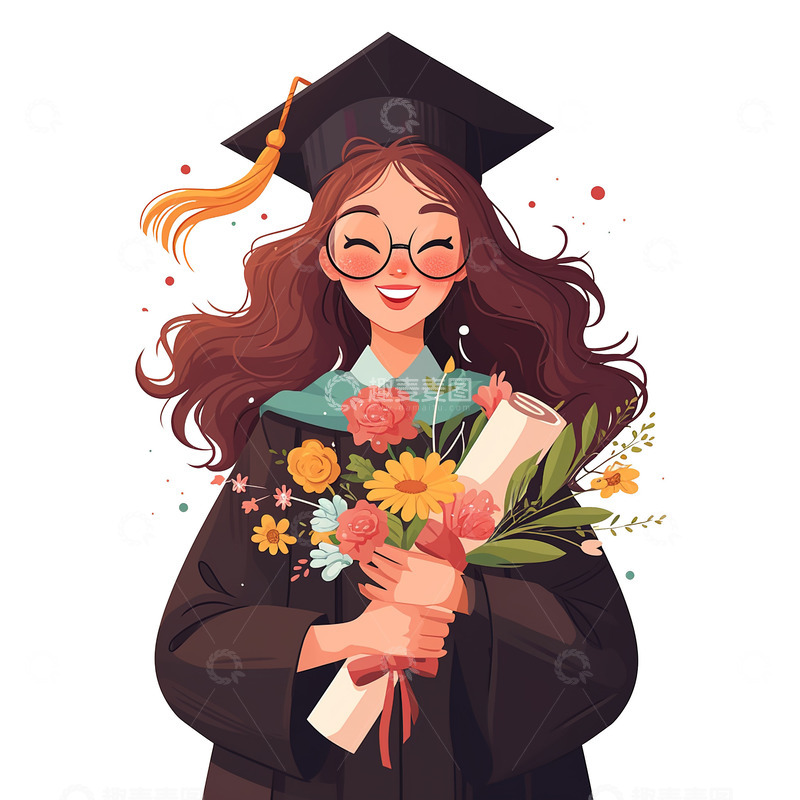 高清大图下载【趣麦麦图】毕业季卡通插画