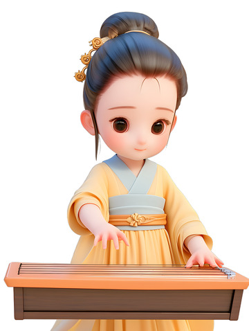 汉服女孩弹古筝