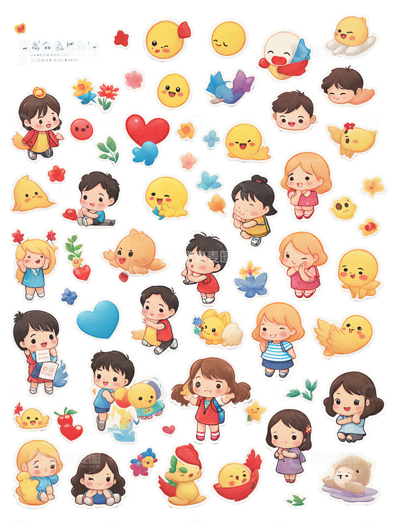 高清大图下载【趣麦麦图】六一儿童节可爱小女孩可爱小男孩小花小动物