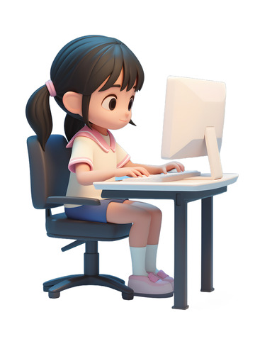 上网课学习上网用电脑的小孩