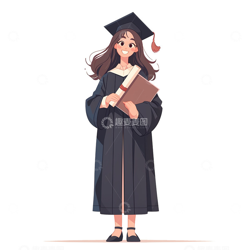 毕业季卡通插画站立