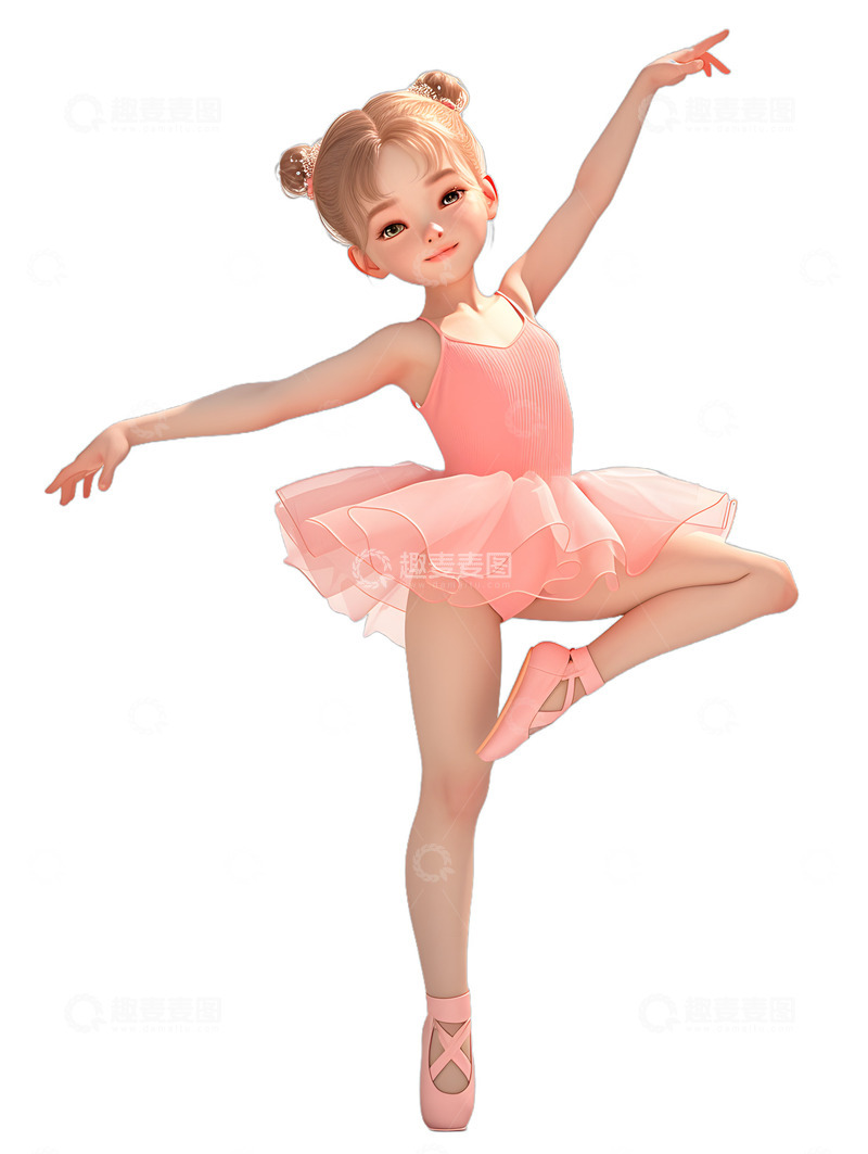 高清大图下载【趣麦麦图】跳芭蕾舞的女孩粉色