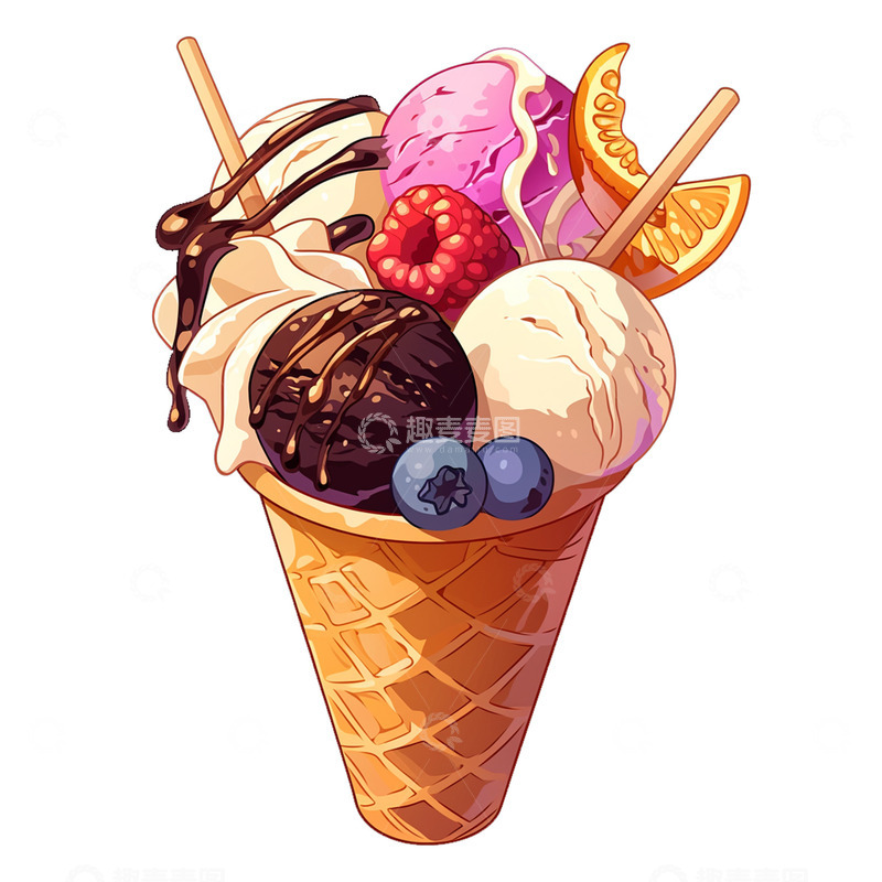 高清大图下载【趣麦麦图】水果冰激凌雪糕