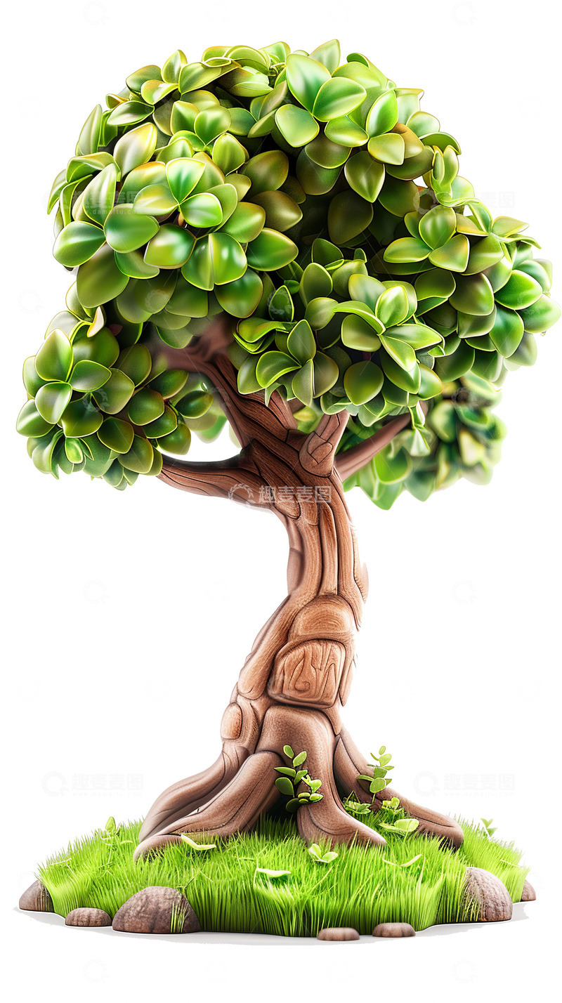 高清大图下载【趣麦麦图】3d粘土古树造型装饰