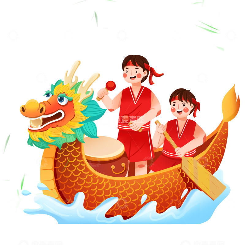 源文件下载【趣麦麦图】端午节赛龙舟比赛元素