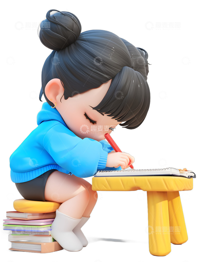 小女孩在写作业