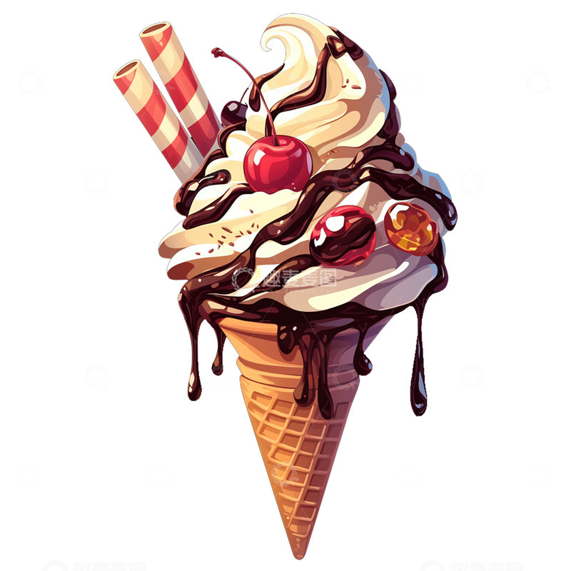 高清大图下载【趣麦麦图】巧克力水果冰激凌