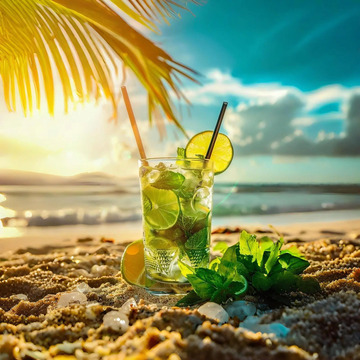 夏日沙滩海边冷饮