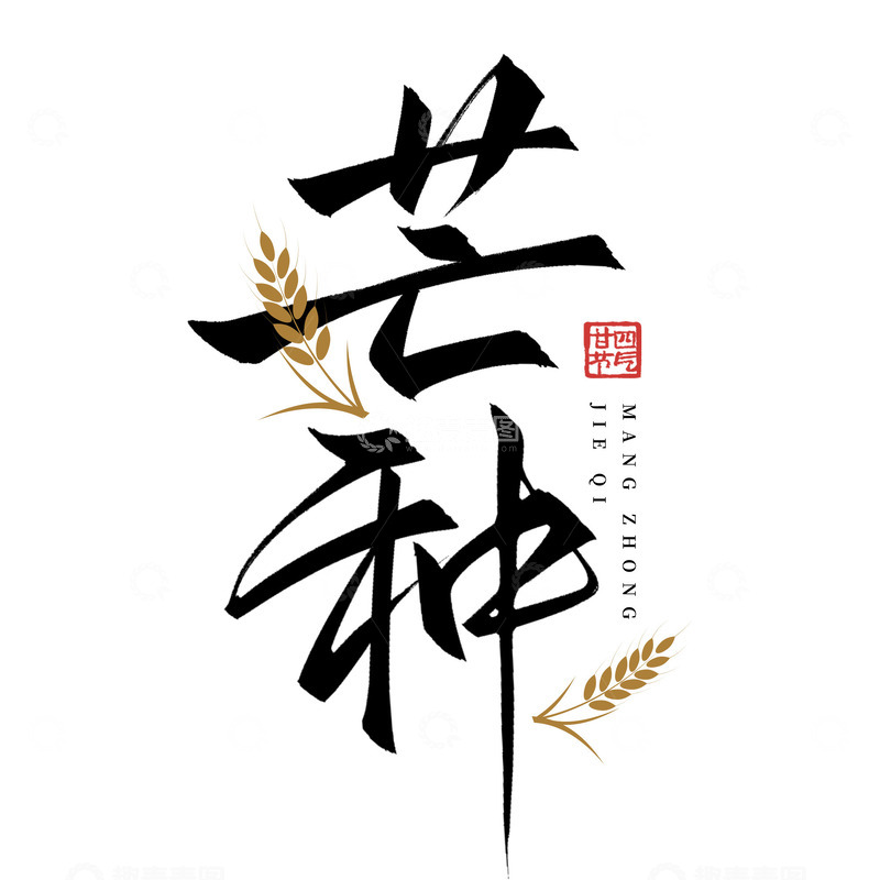 书法二十四节气芒种节气古风手写毛笔艺术字