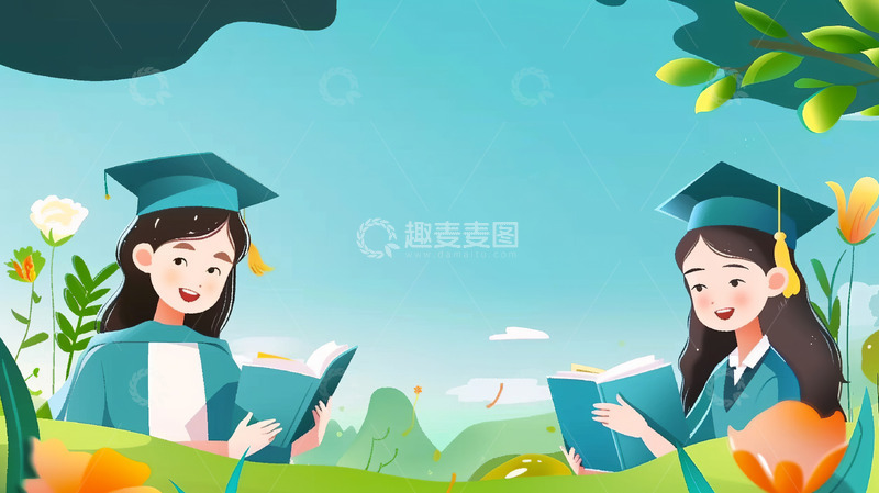 女生青春毕业季主题背景
