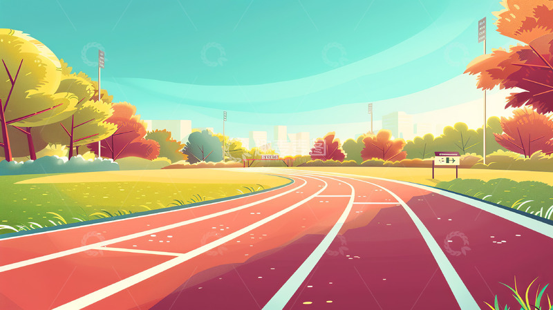 高清大图下载【趣麦麦图】卡通校园跑道毕业季背景