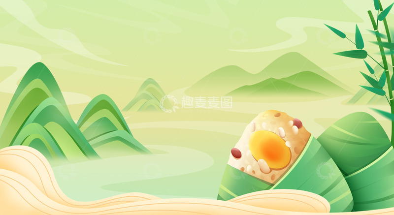 源文件下载【趣麦麦图】手绘古风国潮绿色简约中国风海报展板背景