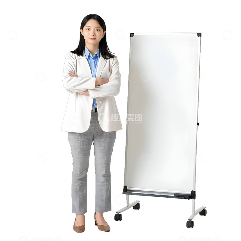 高清大图下载【趣麦麦图】办公室白领演示展板女士白色