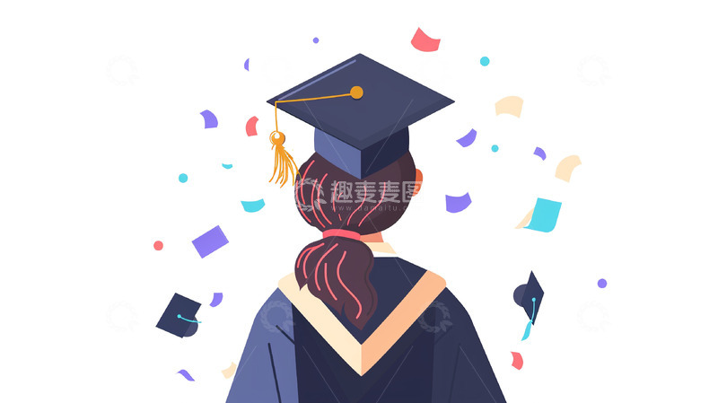 高清大图下载【趣麦麦图】女生学士服背影素材