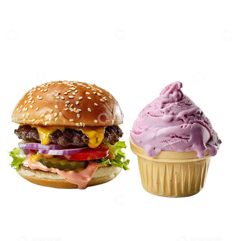 高清大图下载【趣麦麦图】汉堡与冰淇淋快餐