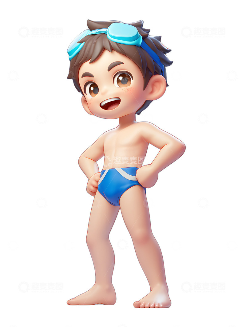 高清大图下载【趣麦麦图】卡通游泳小孩