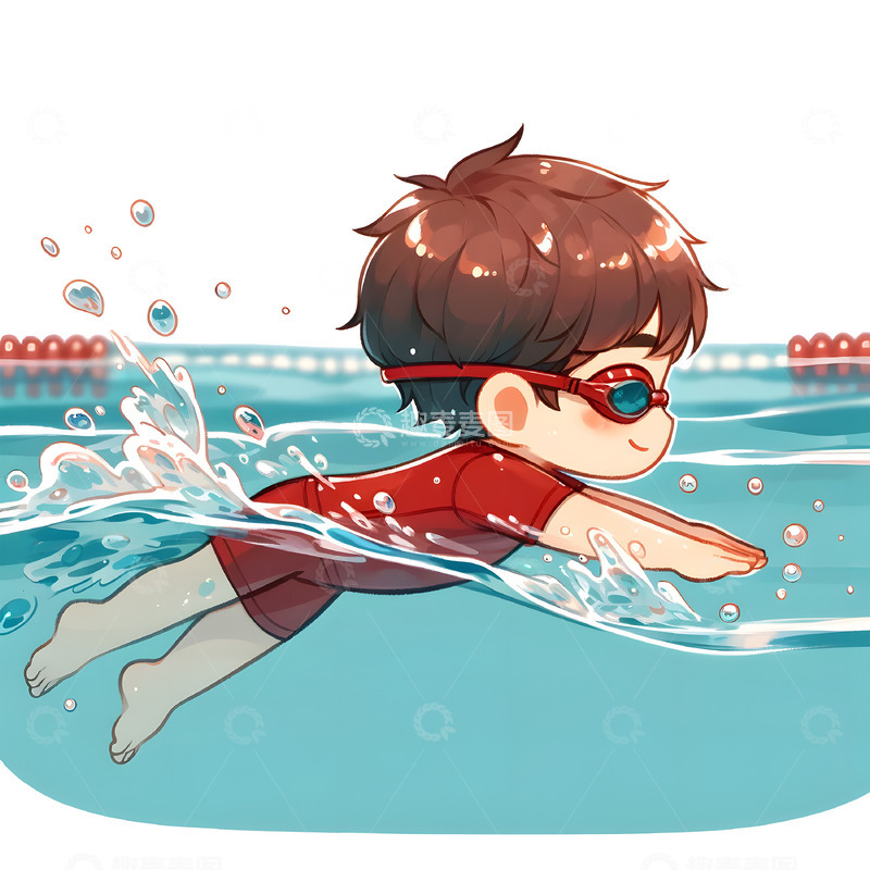 高清大图下载【趣麦麦图】正在游泳的卡通人物素材