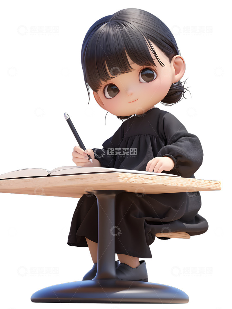 小女孩在写作业2