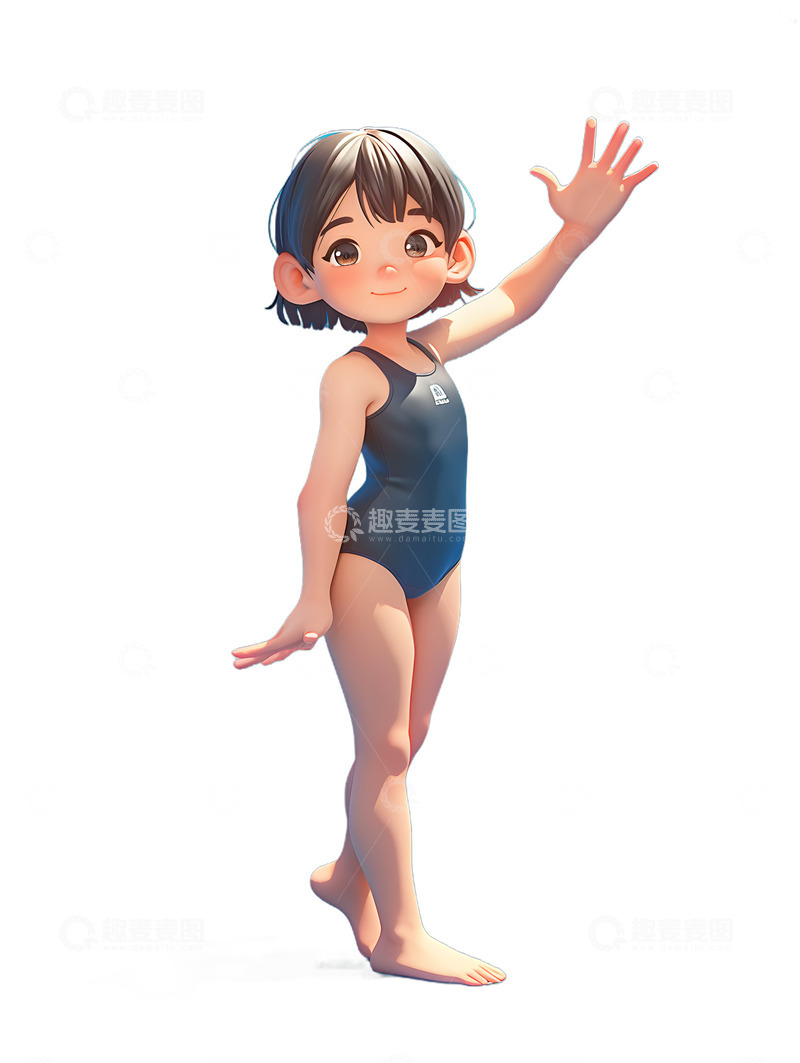 高清大图下载【趣麦麦图】卡通游泳小孩儿童