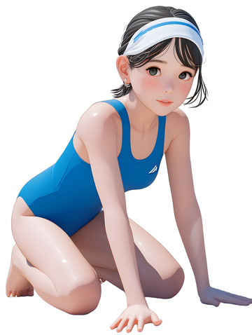 卡通游泳美丽女孩