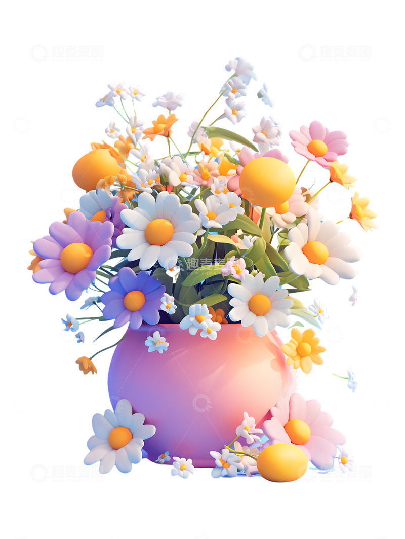 高清大图下载【趣麦麦图】花瓶卡通花束装饰卡通