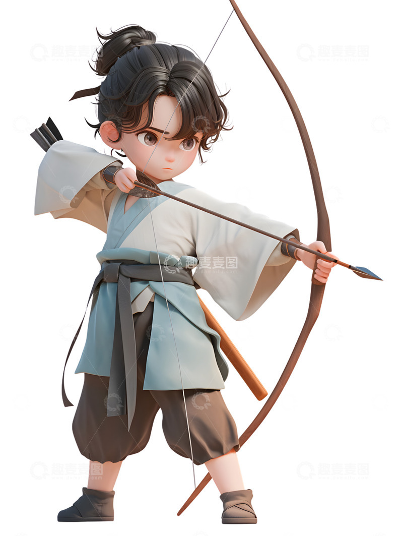 高清大图下载【趣麦麦图】汉服男孩射箭2
