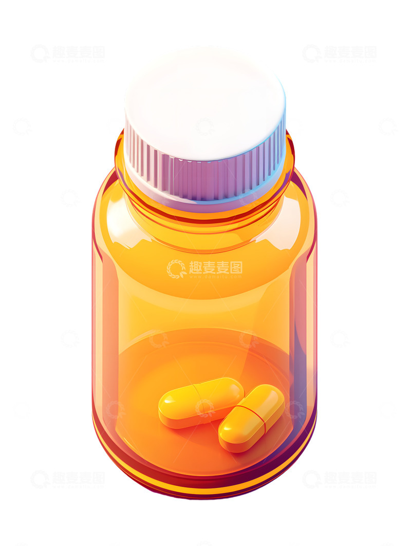 高清大图下载【趣麦麦图】黄色玻璃瓶药品药瓶