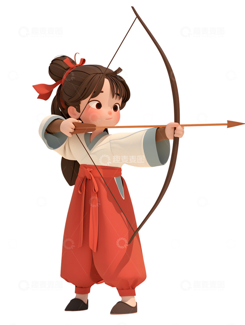 高清大图下载【趣麦麦图】汉服女孩射箭