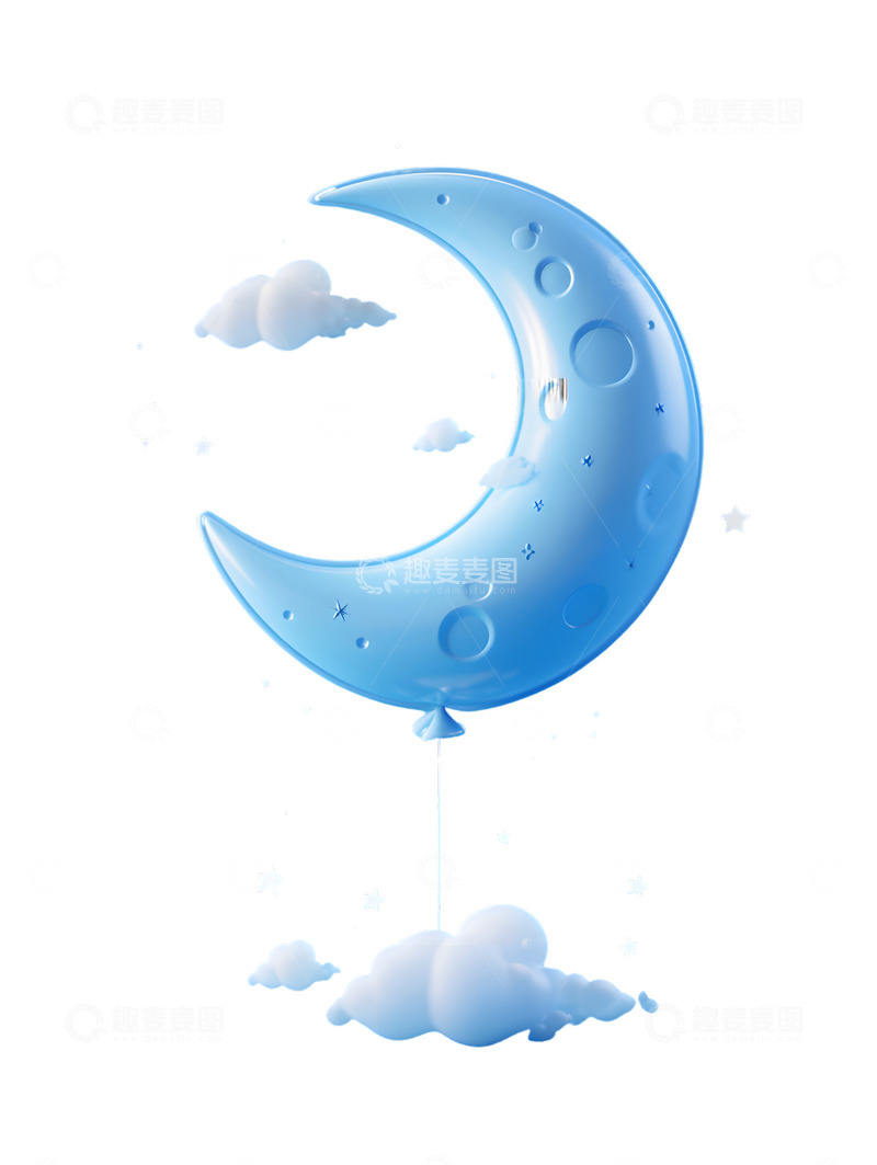 高清大图下载【趣麦麦图】月亮气球卡通