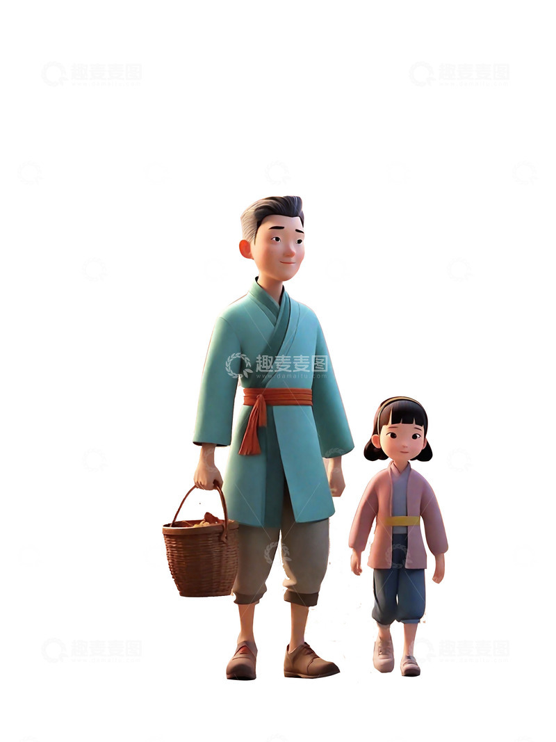 高清大图下载【趣麦麦图】父亲 父亲节 年迈的爸爸 女儿 儿子